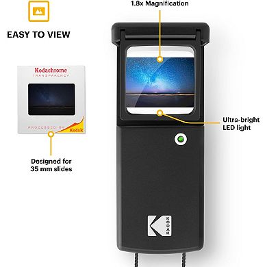 Kodak Magnifying Lighted Slide Viewer, Compact Portable 1.8x Led Backlight For Vintage 35mm Slides
