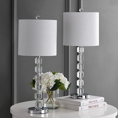 Cary Modern Stacked Crystal/metal Led Table Lamp (set Of 2)