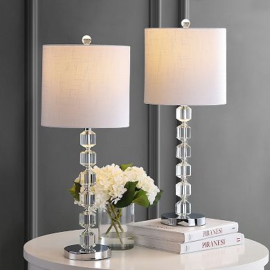 Cary Modern Stacked Crystal/metal Led Table Lamp (set Of 2)