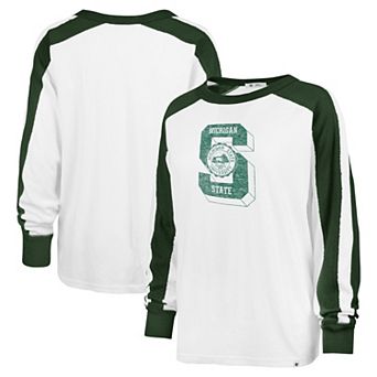 Women's '47 White Michigan State Spartans Premier Caribou Raglan Long Sleeve T-Shirt