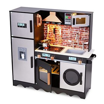 Lil’ Jumbl Kids Kitchen Set, Pretend Wooden Play Kitchen, Battery Operated Ice Maker and More