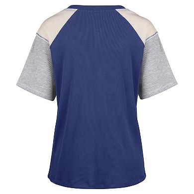 Women's '47 Royal Florida Gators Underline Harvey Colorblock Raglan Henley T-Shirt
