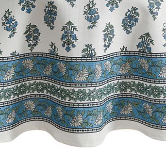 Tropez Block Print Stain & Water Resistant Indoor/outdoor 70" Round Tablecloth