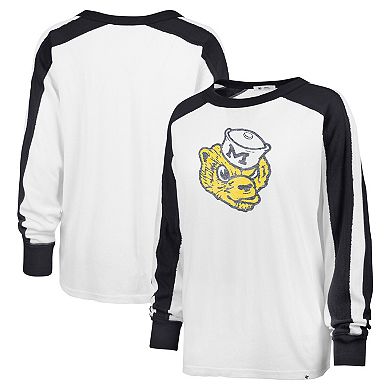 Women's '47 White Michigan Wolverines Premier Caribou Raglan Long Sleeve T-Shirt