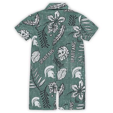 Infant Wes & Willy Green Michigan State Spartans Vintage Floral Romper