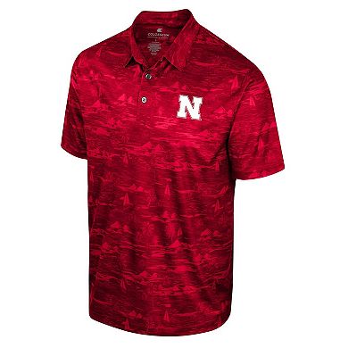 Men's Colosseum Scarlet Nebraska Huskers Daly Print Polo