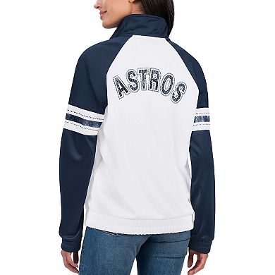 Women's G-III 4Her by Carl Banks White Houston Astros Show Up Raglan Full-Zip Track Jacket