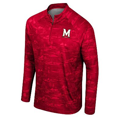 Men's Colosseum Red Maryland Terrapins Carson Raglan Quarter-Zip Jacket