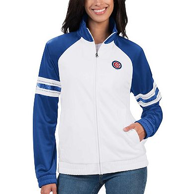 Women's G-III 4Her by Carl Banks White Chicago Cubs Show Up Raglan Full-Zip Track Jacket