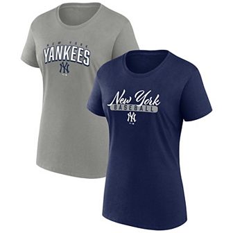 Women's Profile Navy/Gray New York Yankees Plus Size 2-Pack Scoop Neck T-Shirt Set
