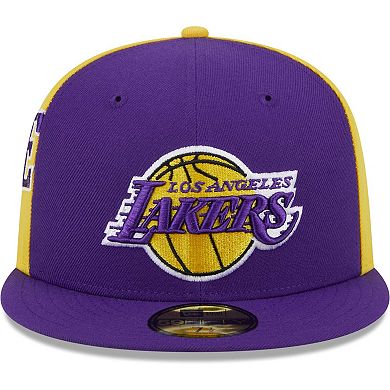 Men's New Era Purple/Gold Los Angeles Lakers Gameday Wordmark 59FIFTY Fitted Hat