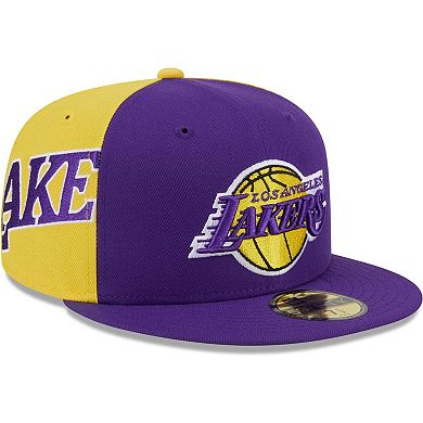 Men's New Era Purple/Gold Los Angeles Lakers Gameday Wordmark 59FIFTY Fitted Hat