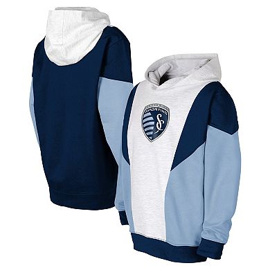 Youth Ash/Navy Sporting Kansas City Champion League Pullover Hoodie