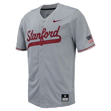 Men's Nike Gray Stanford Cardinal Replica Full-Button Baseball Jersey