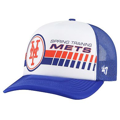 Men's '47  White/Royal New York Mets 2024 Spring Training Foam Trucker Adjustable Hat