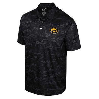 Men's Colosseum Black Iowa Hawkeyes Daly Print Polo