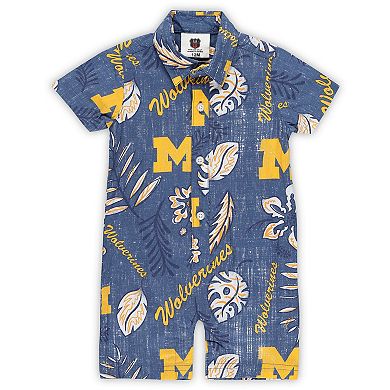 Infant Wes & Willy Navy Michigan Wolverines Vintage Floral Romper