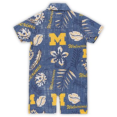 Infant Wes & Willy Navy Michigan Wolverines Vintage Floral Romper