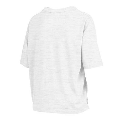 Women's Pressbox White Miami Hurricanes Motley Crew Chain Stitch Slub Waist Length Boxy T-Shirt