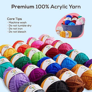 Jumblcrafts 20 Acrylic Crochet Yarn Kit, Assorted Colors Thick Yarn Crochet Kit