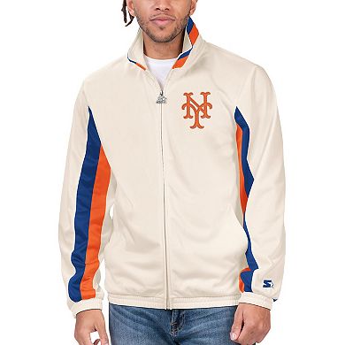 Men's Starter Cream New York Mets Rebound Cooperstown Collection Full-Zip Track Jacket