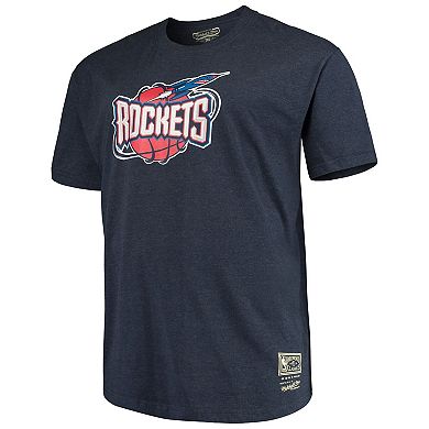 Men's Mitchell & Ness Navy Houston Rockets Big & Tall Hardwood Classics Vintage Logo T-Shirt