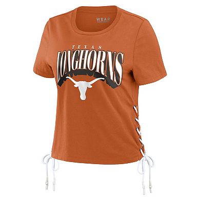 Women's WEAR by Erin Andrews Texas Orange Texas Longhorns Side Lace-Up Modest Crop T-Shirt