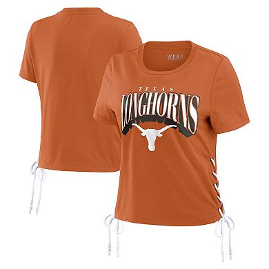 Women's WEAR by Erin Andrews Texas Orange Texas Longhorns Side Lace-Up Modest Crop T-Shirt