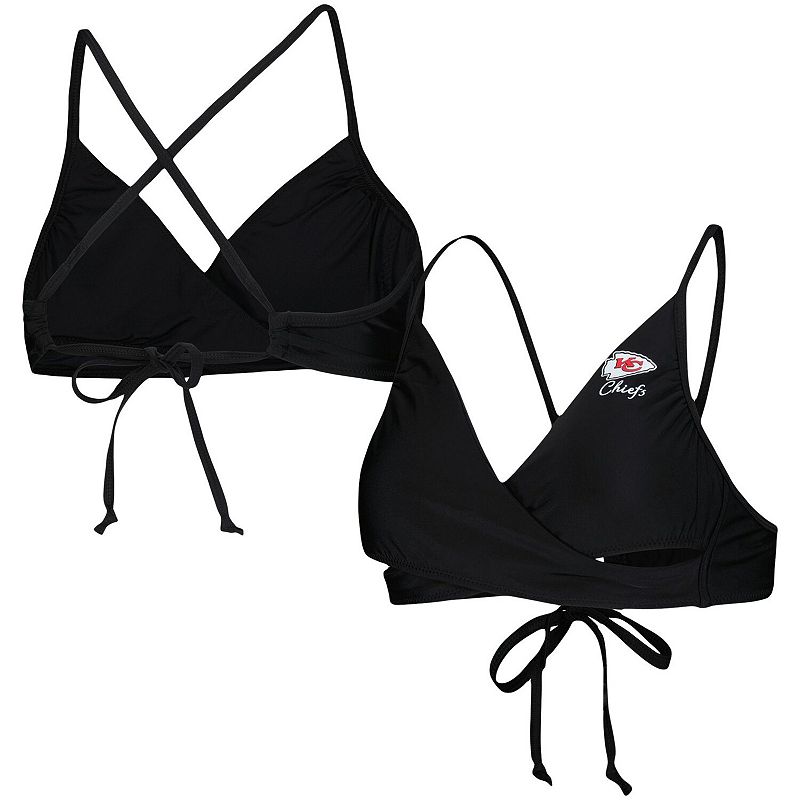 Women's G-III 4Her by Carl Banks Black Kansas City Chiefs Hall of Fame Bikini Top, Size: 2XL