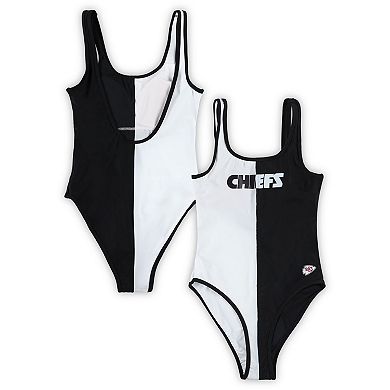 Women's G-III 4Her by Carl Banks Black/White Kansas City Chiefs Last Stand One-Piece Swimsuit