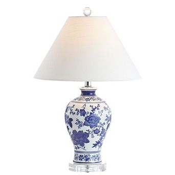 Song Ceramiccrystal Chinoiserie Floral Led Table Lamp