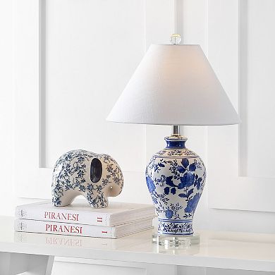 Song Ceramiccrystal Chinoiserie Floral Led Table Lamp