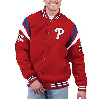 Men's G-III Sports by Carl Banks Red Philadelphia Phillies Quick Full-Snap Varsity Jacket