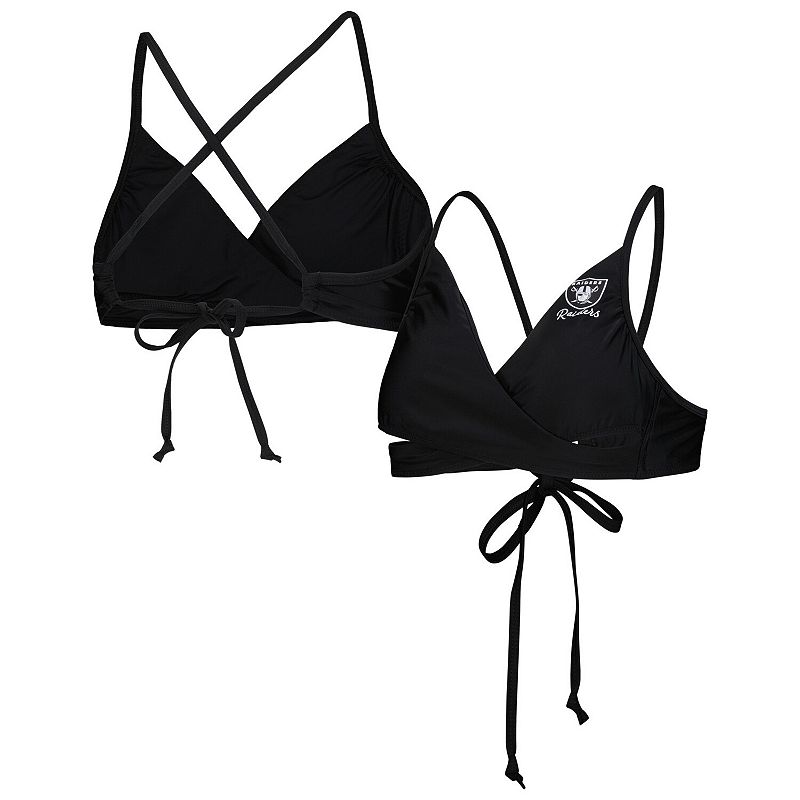 Women's G-III 4Her by Carl Banks Black Las Vegas Raiders Hall of Fame Bikini Top, Size: XS, Lvr Black