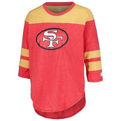 Women's Starter Scarlet San Francisco 49ers Fullback Tri-Blend 3/4-Sleeve T-Shirt