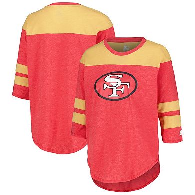 Women's Starter Scarlet San Francisco 49ers Fullback Tri-Blend Three-Quarter Sleeve T-Shirt