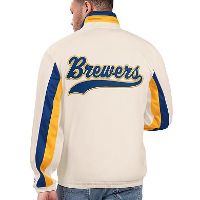 Men's Starter Cream Milwaukee Brewers Rebound Cooperstown Collection Full-Zip Track Jacket
