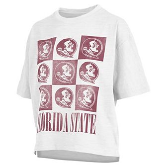 Women's Pressbox White Florida State Seminoles Motley Crew Andy Waist Length Oversized T-Shirt