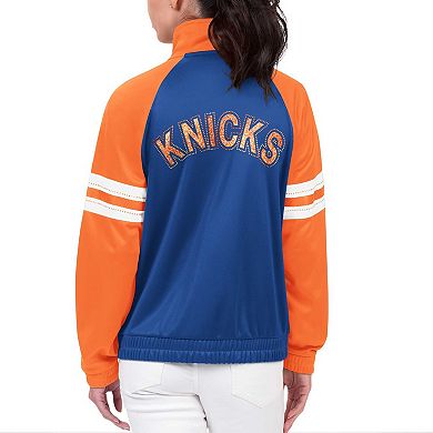Women's G-III 4Her by Carl Banks Blue New York Knicks Main Player Raglan Rhinestone Full-Zip Track Jacket