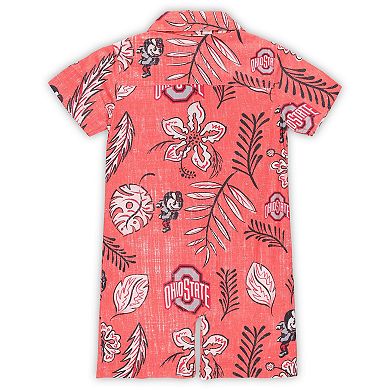 Infant Wes & Willy Scarlet Ohio State Buckeyes Vintage Floral Romper