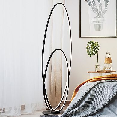 Looper 47" Metal Modern Contemporary Oval Dimmable Integrated LED Floor Lamp, Black