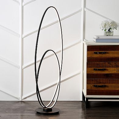 Looper 47" Metal Modern Contemporary Oval Dimmable Integrated LED Floor Lamp, Black