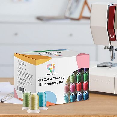Jumblcrafts 40 Color Embroidery Thread Kit Spools Of 500m Thick Thread