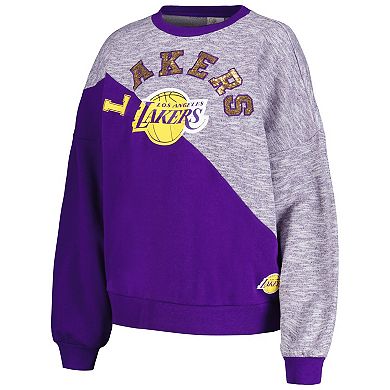 Women's G-III 4Her by Carl Banks Purple Los Angeles Lakers Benches Split Pullover Sweatshirt