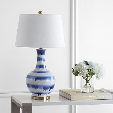 Tucker Striped Ceramicmetal Led Table Lamp
