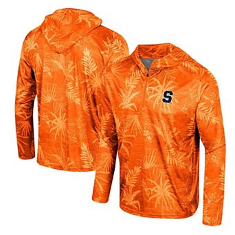 Men's Colosseum Orange Syracuse Orange Palms Printed Lightweight Quarter-Zip Hooded Top