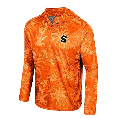 Men's Colosseum Orange Syracuse Orange Palms Printed Lightweight Quarter-Zip Hooded Top