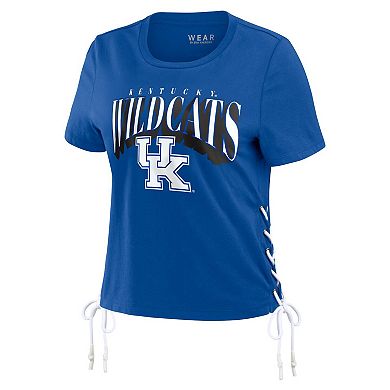 Women's WEAR by Erin Andrews Royal Kentucky Wildcats Side Lace-Up Modest Crop T-Shirt