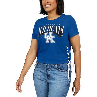 Women's WEAR by Erin Andrews Royal Kentucky Wildcats Side Lace-Up Modest Crop T-Shirt