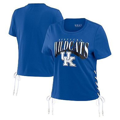 Women's WEAR by Erin Andrews Royal Kentucky Wildcats Side Lace-Up Modest Crop T-Shirt